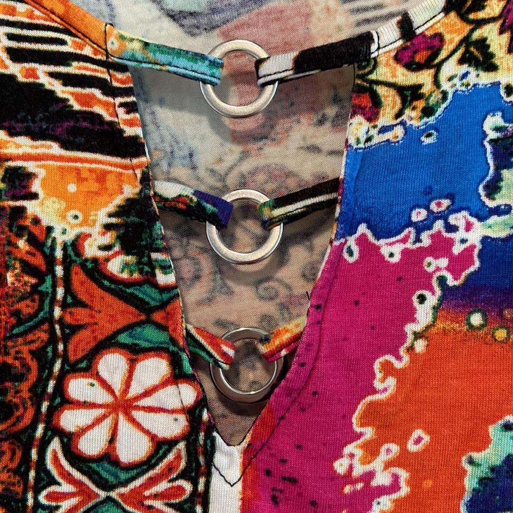 Nwot Cupio Colorful Patchwork Pattern Asymmetric … - image 3